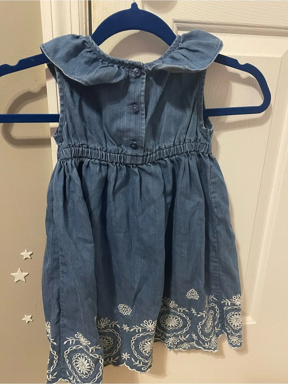 Old Navy Blue Denim Embroidered Sundress